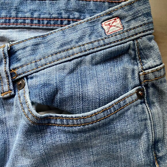 Express X2 Denim low rise light wash flared distressed jeans 10 Y2K cotton - Picture 7 of 15